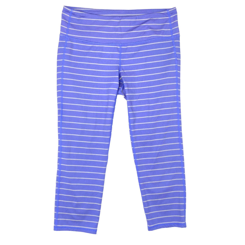 Athleta Stripes Chaturanga Capri Leggings Baja Blue Gray 243139 Size Medium